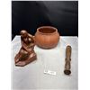 Image 1 : Vintage Décor Lot Ceramic Figure, Terracotta Bowl, Etc