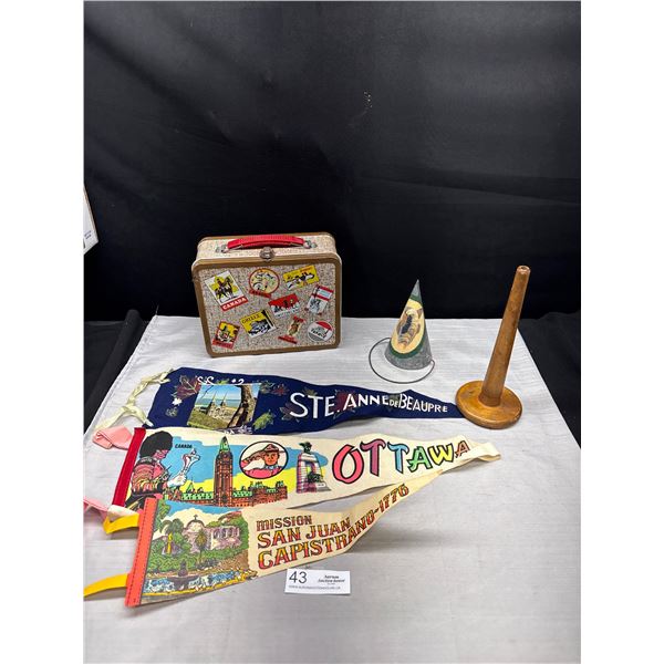Vintage Collectible Lot Cana Lunch Box Pennants etc