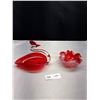 Image 1 : 2 Vintage Nurano Red Glass Swan and Ruffeled Bowl