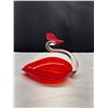 Image 4 : 2 Vintage Nurano Red Glass Swan and Ruffeled Bowl