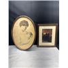 Image 1 : 2 Antique Framed Pictures 1 in Oval Frame