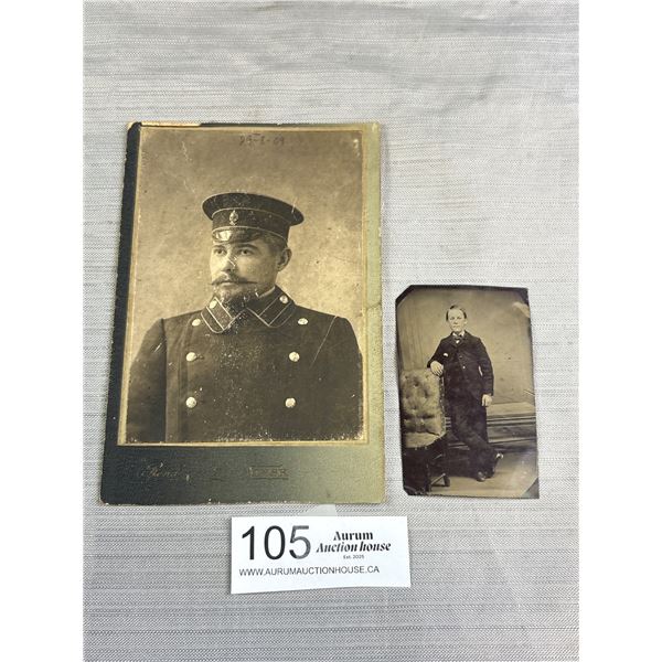 Old Photograph of Russian Soilder and Old Tin Photograph