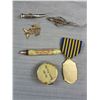 Image 7 : Misc Lot, Masonic Sojourners Medal, Old Advertising Insurance Measuring Tape and Propane File +