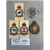 Image 1 : 2 Military Hat Badges and 3 RAF Badges Cigarette Cards