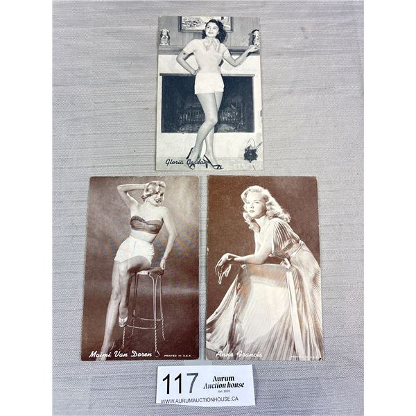 Lot of 3 Vintage Pinup Postcards/Exhibits Maimi Van Doren +