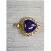 Image 2 : Vintage Genuine Purple Jade Gold Plated Heart Simulated Diamond Quality!