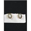 Image 2 : Antique Genuine Opal Stud Earrings Gold Tone