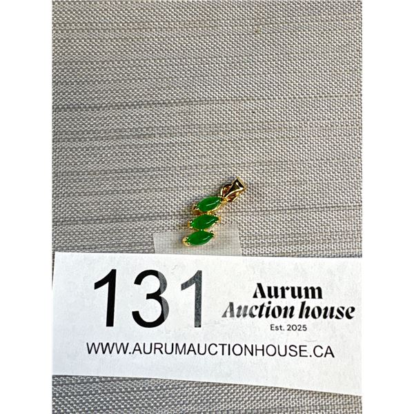 Vintage Marked 18K GP Genuine Jade Pendant