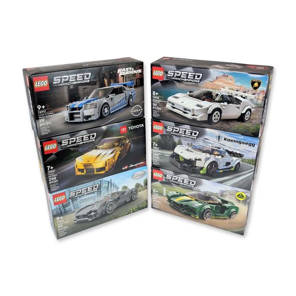 Group of Six LEGO Speed Champions Building Sets