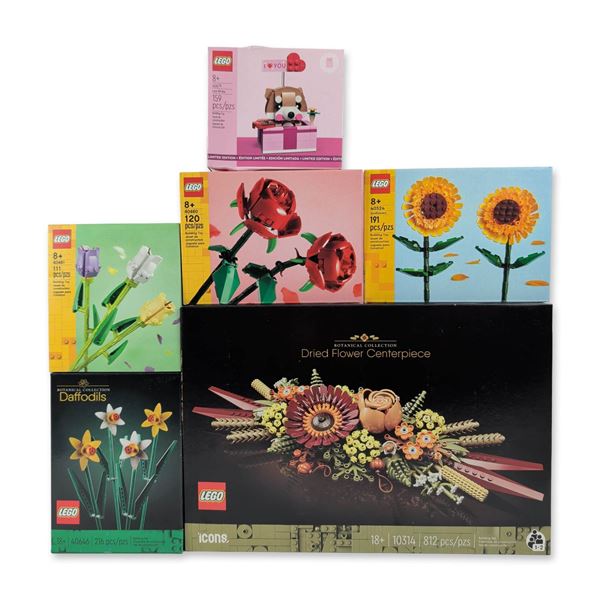 Group of Six LEGO Botanical Floral Building Sets