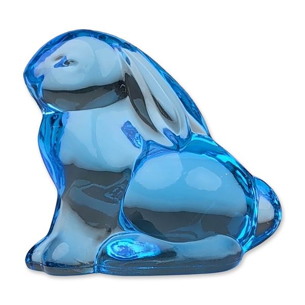 Moser Blue Crystal Bunny Paperweight