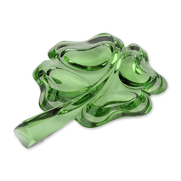 Moser Green Crystal Four-Leaf Clover Paperweight