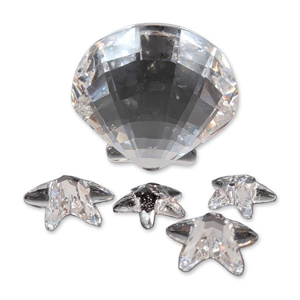 5pc Swarovski Crystal Scallop Shell and Starfish Paperweight