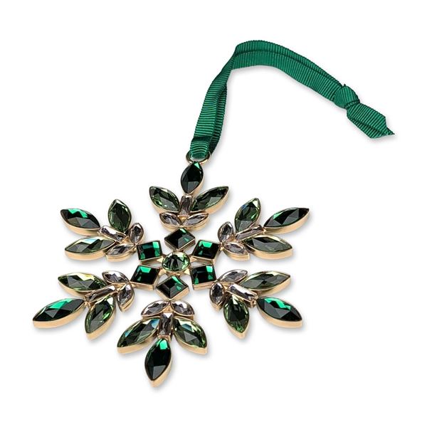 Swarovski Crystal Green Gema Holiday Snowflake Ornament