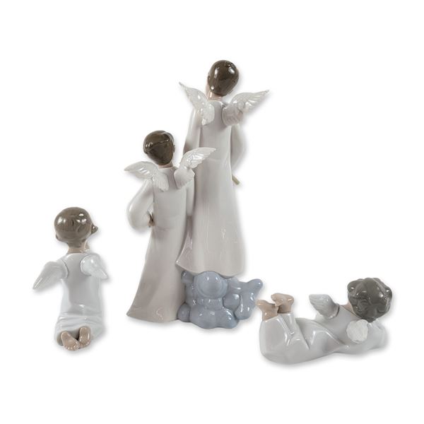 3pc Lladro and Nao Porcelain Angel Figures