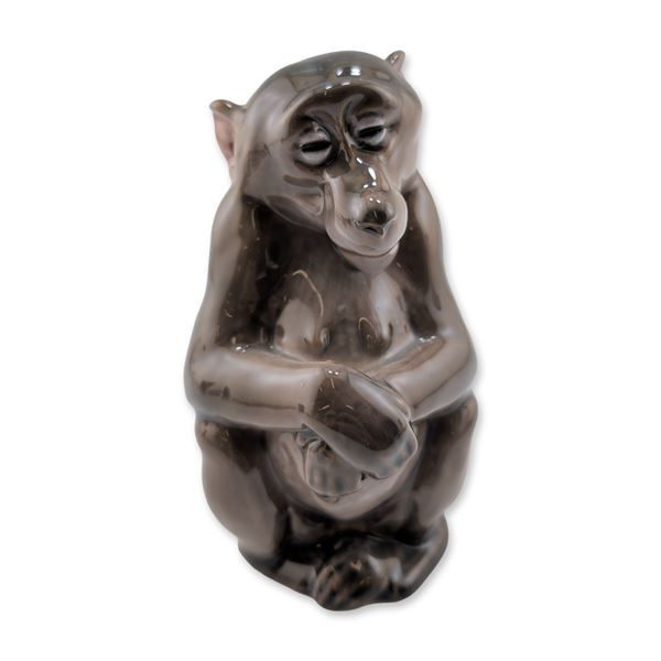 Royal Copenhagen Pregnant Porcelain Monkey Figurine