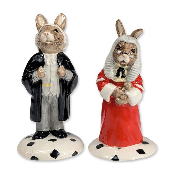 2pc Royal Doulton Bunnykins Ceramic Judge and Lawyer Figurines