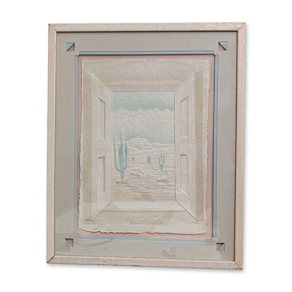 Wesley Wess Smith (American, b. 1958) 3D Hand-cast Paper Art, Desert Window, Signed