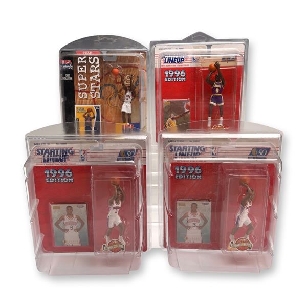 4pc NBA and USA Basketball Figurines Including Kobe Bryant, Allen Iverson, and Vince Carter