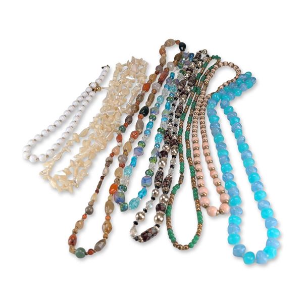 8pc Assortment of Vintage Costume and Stone Beaded Necklaces