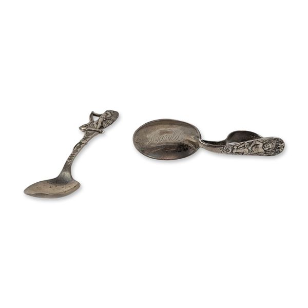 2pc Sterling Silver Spoons, Indian Chief & Cherub Spoon includes Lunt