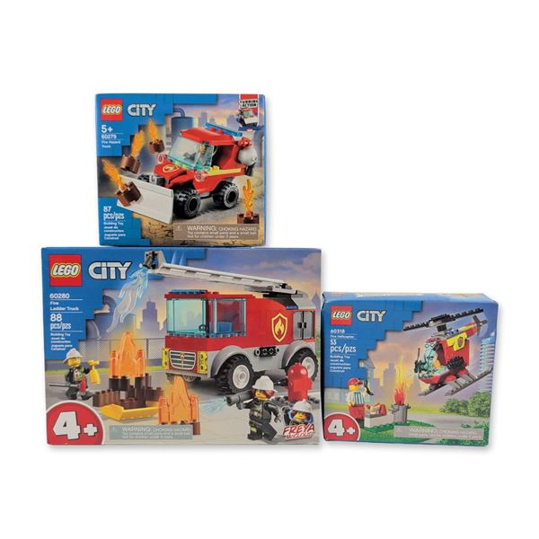 Three LEGO City Firefighting Construction Sets
