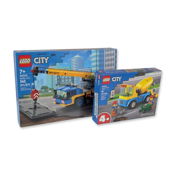 Two LEGO City Construction Vehicle Building Sets 60324, 60325
