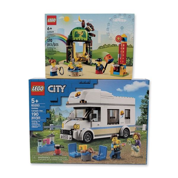 LEGO 60283 Holiday Camper Van & 40529 Children's Amusement Park Bundle