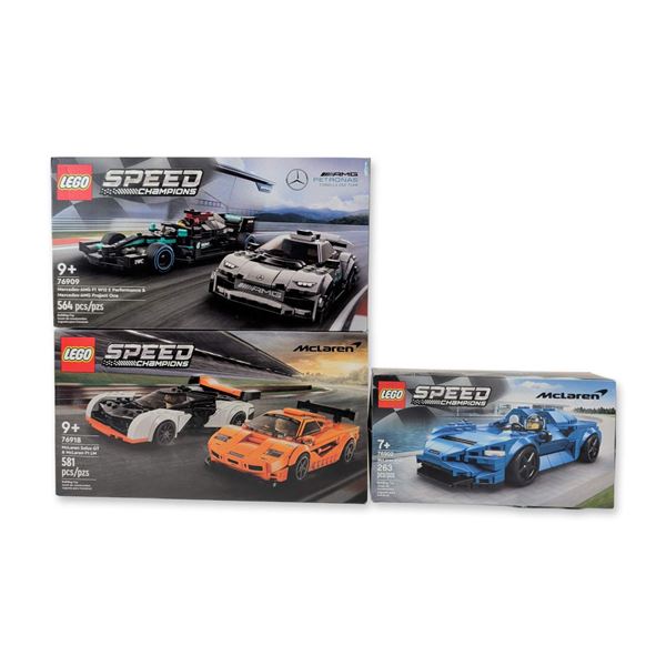 Three LEGO Speed Champions Factory Sealed Racing Sets