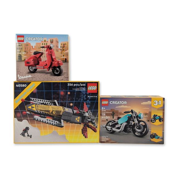 3pce LEGO Retro & Icons Collection: 1980s Blacktron Space, Classic Vespa & 3-in-1 Motorcycle