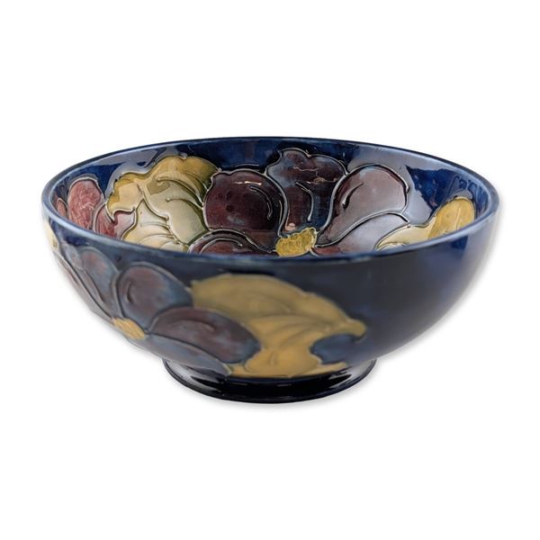 Moorcroft Clematis Pattern Glazed Earthenware Footed Bowl