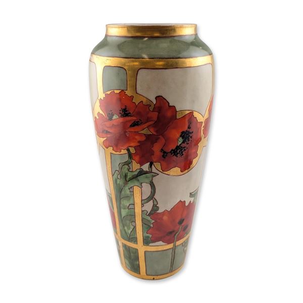 Limoges Art Nouveau Porcelain Poppy Vase