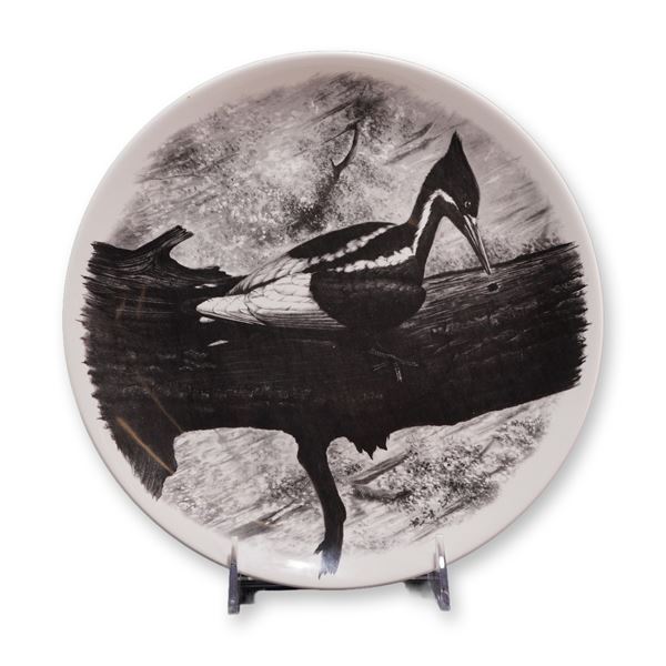 Wedgwood American Birds Design Black and White Ceramic Trial Plate