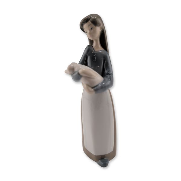 Lladro Glazed Porcelain Figurine, Girl with Pig 01001011