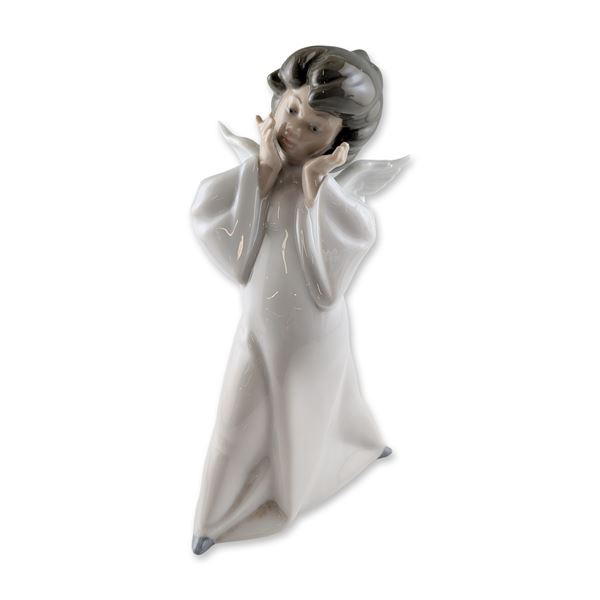 Lladro Spanish Glazed Porcelain Puzzled Cherub Figurine 4959