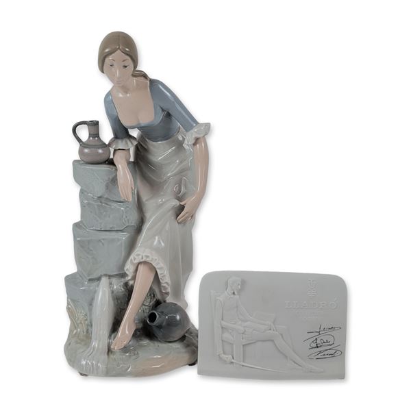 Two-Piece Lladro and NAO Porcelain Collection, Sculpture and Don Quixote Plaque