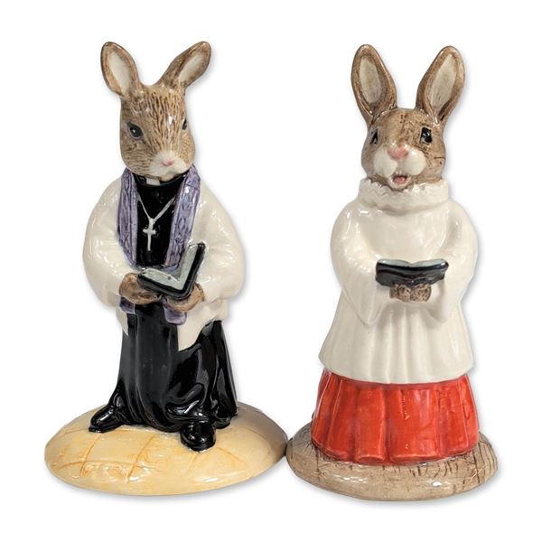 2pc Royal Doulton Bunnykins Choir Singer and Vicar Figurines