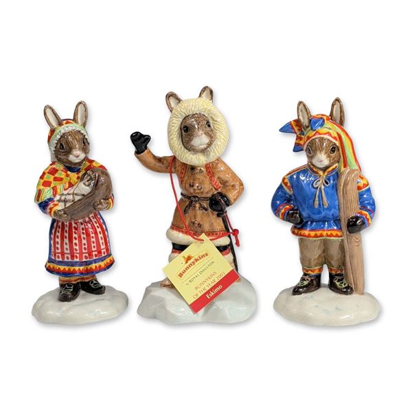 3pc Royal Doulton Bunnykins Porcelain Figurines