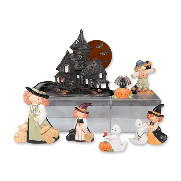 7pc Goebel Nordic Halloween Set and A Whiskery Witch Figurines