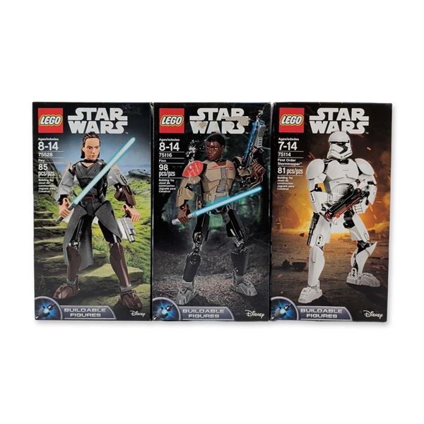 3pc LEGO Star Wars Buildable Action Figure Series: Rey, Finn, & First Order Stormtrooper