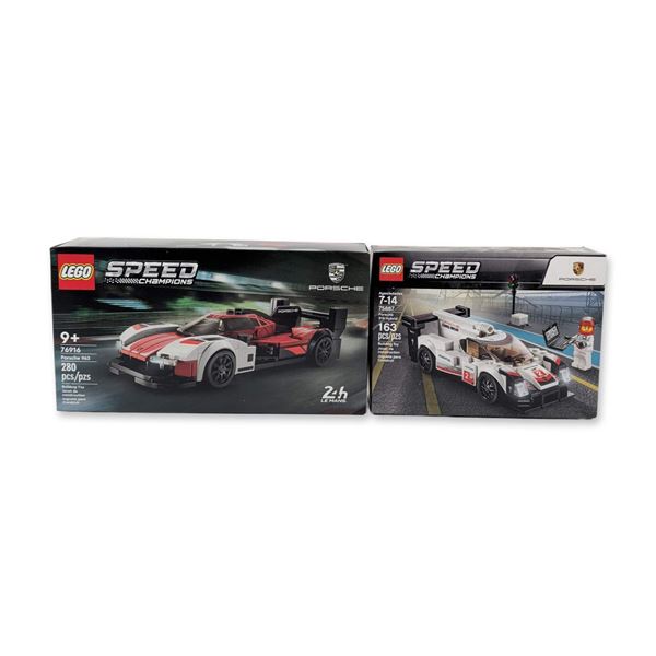 A Pair of LEGO Speed Champions Porsche Building Sets