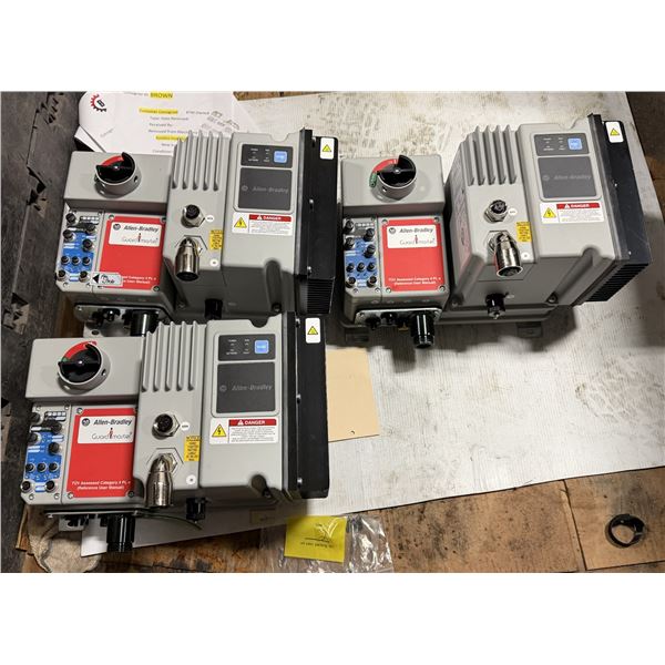 (3) Allen Bradley #284E-FVD2P3S-10-RRG-SBG-DB1-EMI Armor Start Safety Control Modules