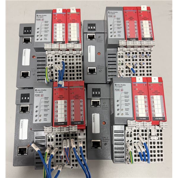 (3) Allen Bradley #1734-AENTR Point I/O Dual Port Network Adaptor w/#1734-IB8S & #1734-OBV2S Modules
