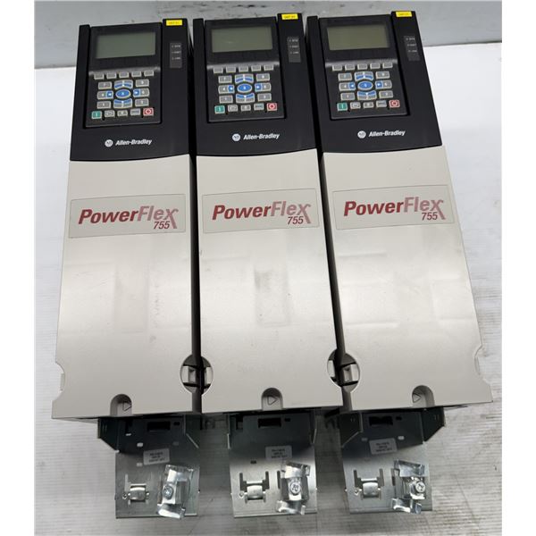 (3) Allen Bradley #20G11 R D 011 JA0NNNNN Power Flex 755 AC Drives