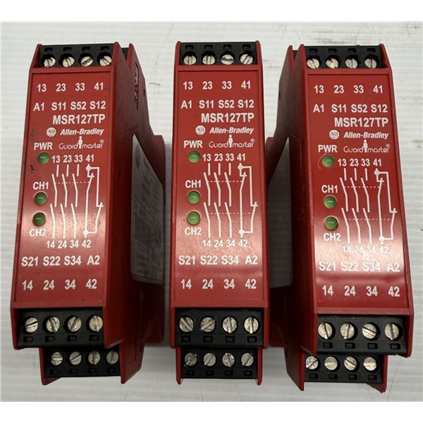 (3) Allen Bradley #440R-N23131 / MSR127TP Guard Master Safety Relays