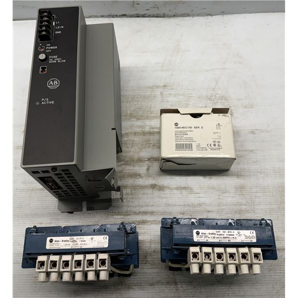 Lot of (4) Allen Bradley Line Reactors, Power Supply & Circuit Breaker