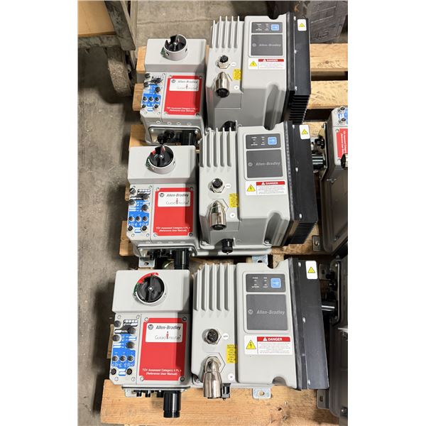 (3) Allen Bradley #284E-FVD2P3S-10-RRG-SBG-DB1-EMI Armor Start Safety Control Modules