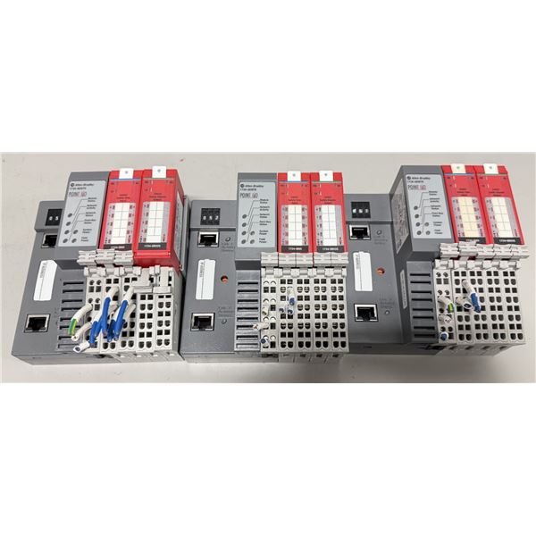 (3) Allen Bradley #1734-AENTR Point I/O Dual Port Network Adaptor w/Various Modules