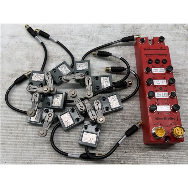 Lot of (10) Allen Bradley Items 9-#802B-CSAAXSXD4 Limit Switches & 1-#1732ES-IB12X0BV2 Armor Block