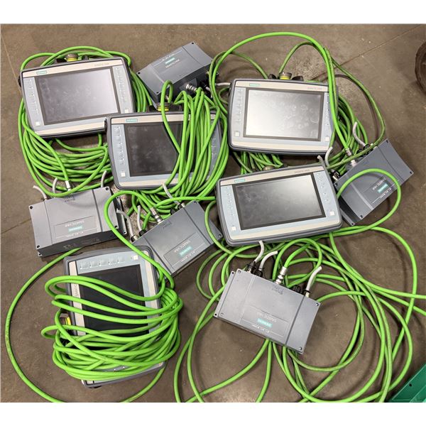 (5) Siemens #6AV2 125-2JB23-0AX0 KTP900F Mobile Teach Pendant w/#6AV2 185-5AE23-0GE0 Connection Box